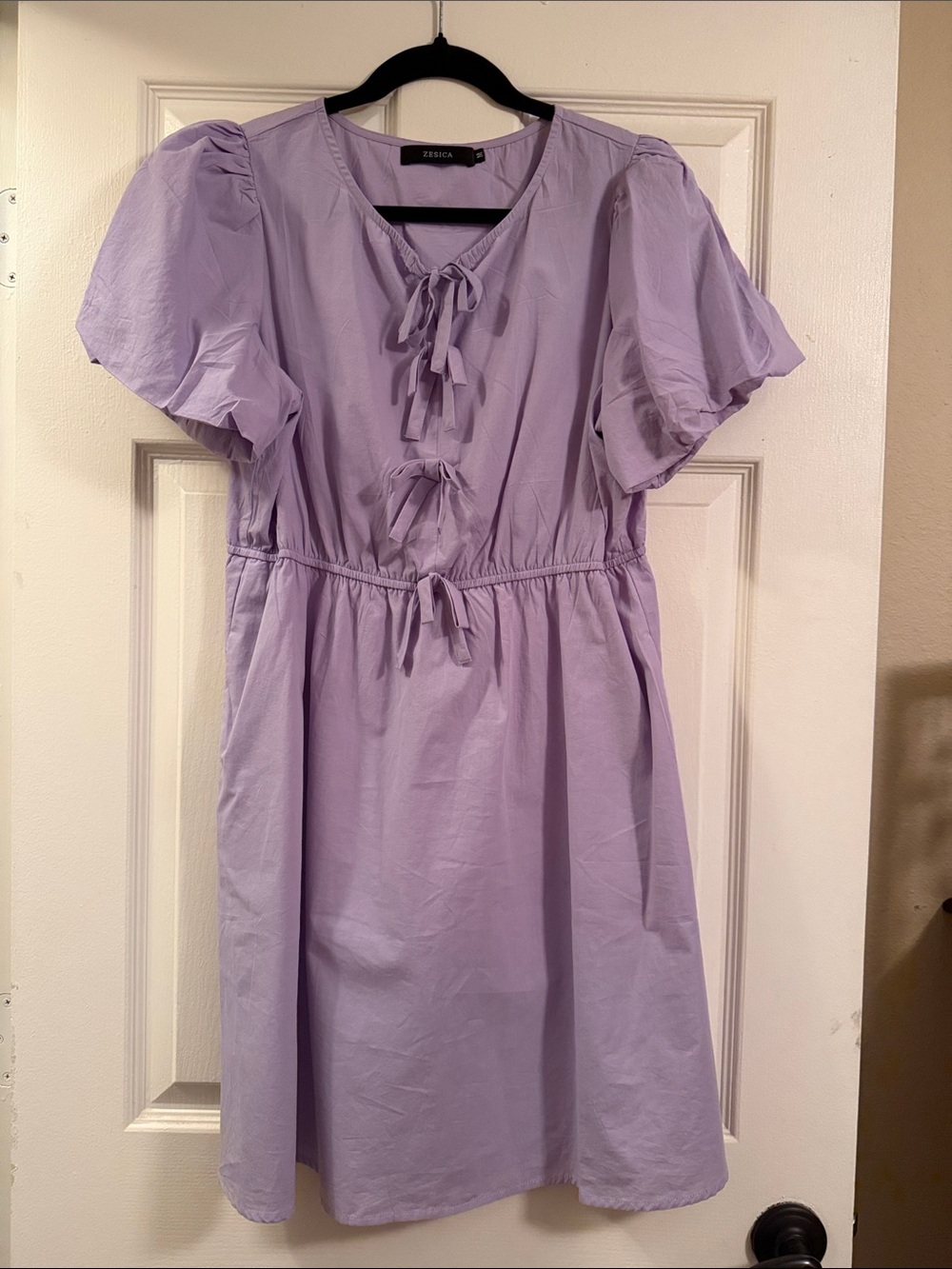Zeraca Lilac Tie-Detail Casual Women’s Dress